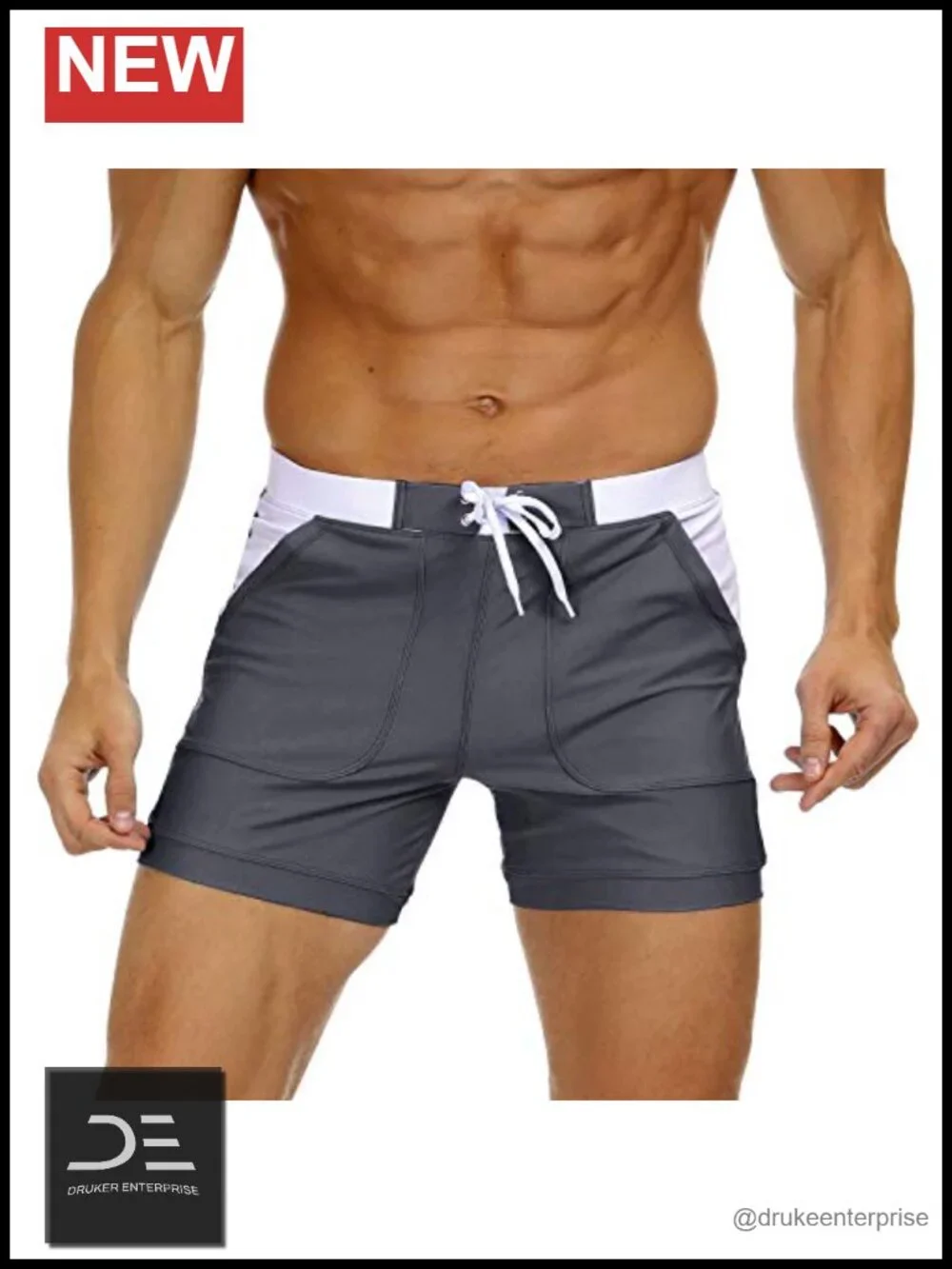 Men's Swim Trunks Solid Basic Quick-Dry Long Sport Trunks Board Shorts with